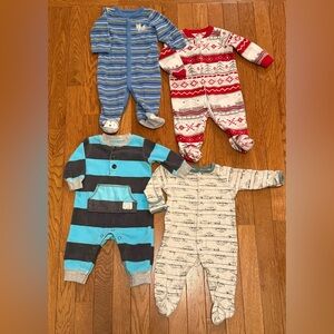 Infant 3M Bundle of 4 Striped and Patterned Kids One Piece Outfits